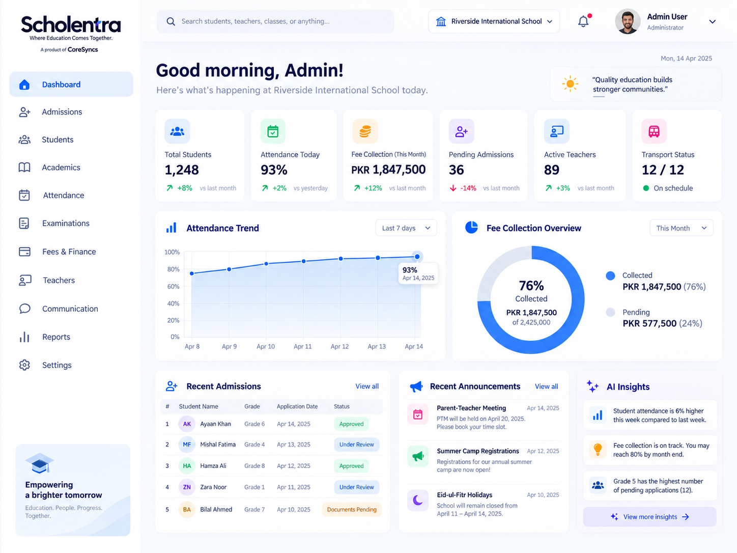 Scholentra owner dashboard